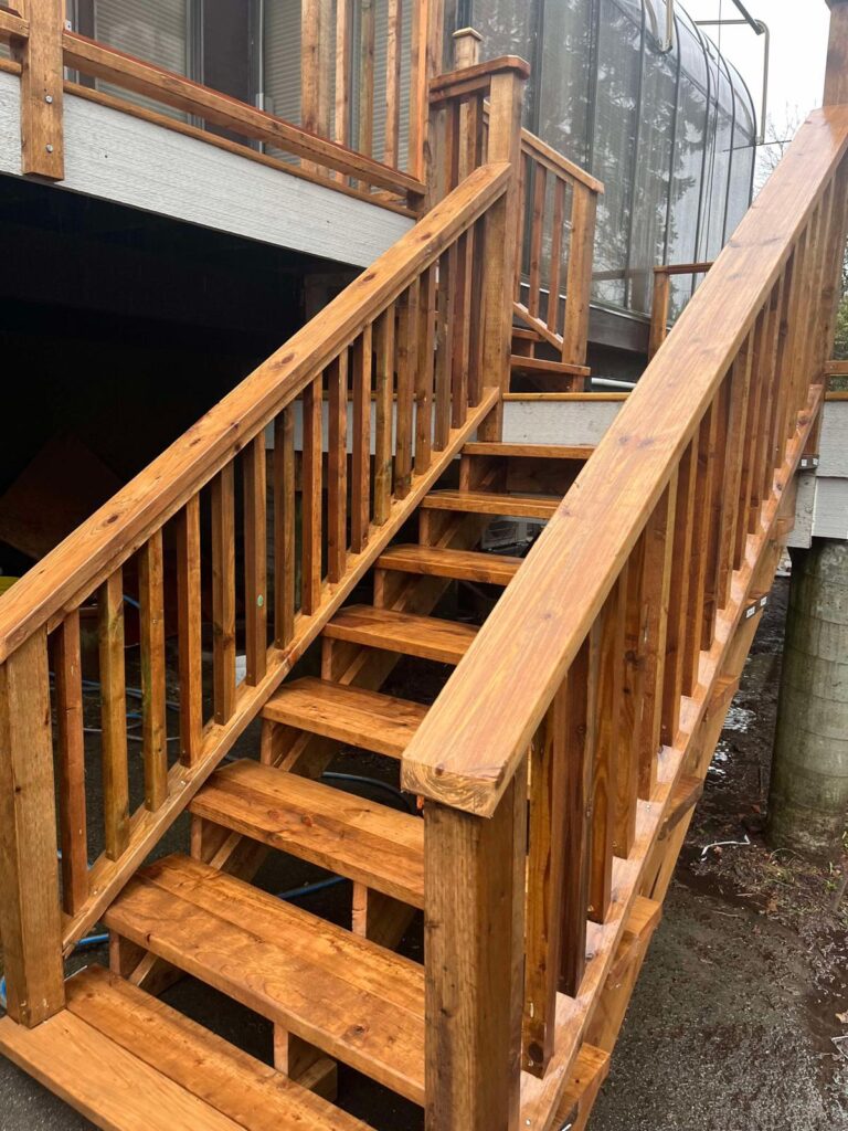 custom exterior wooden staircase Surrey Vancouver