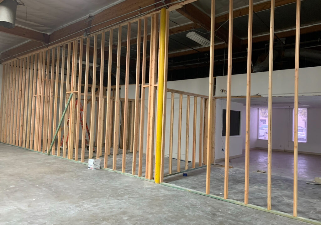 Interior renovation framing and electrical work